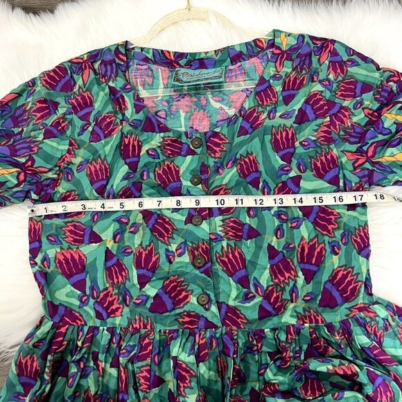 Rainbow Jo Hawaii Womens Small Floral Palm Short Sleeve Maxi Rayon Dress FLAWS - Picture 7 of 14